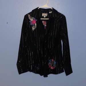 Panhandle Slim Vintage Womens L Snap L/S Embroidered Shirt. H